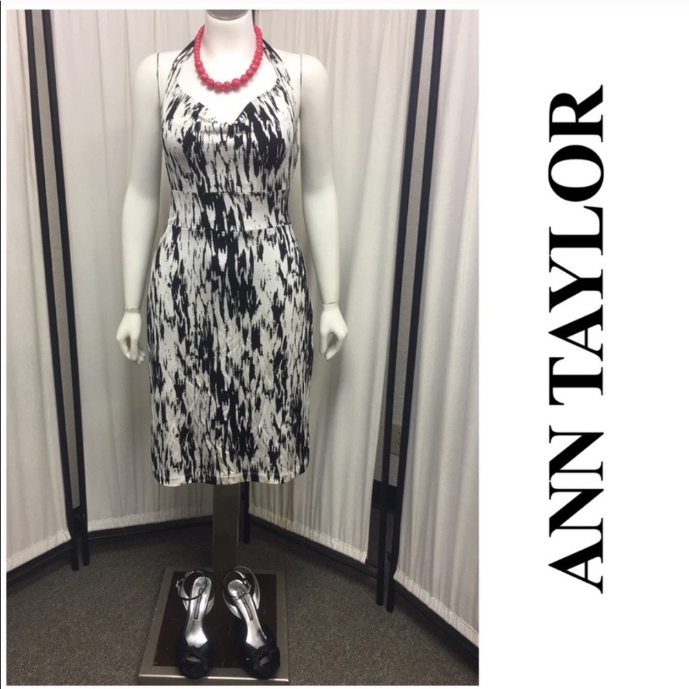 Ann Taylor black and white halter dress